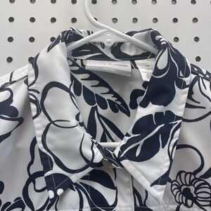 NWT Alfred Dunner Graphic Arts‎ Navy/White Big Floral Jacket*12P*Button Front*